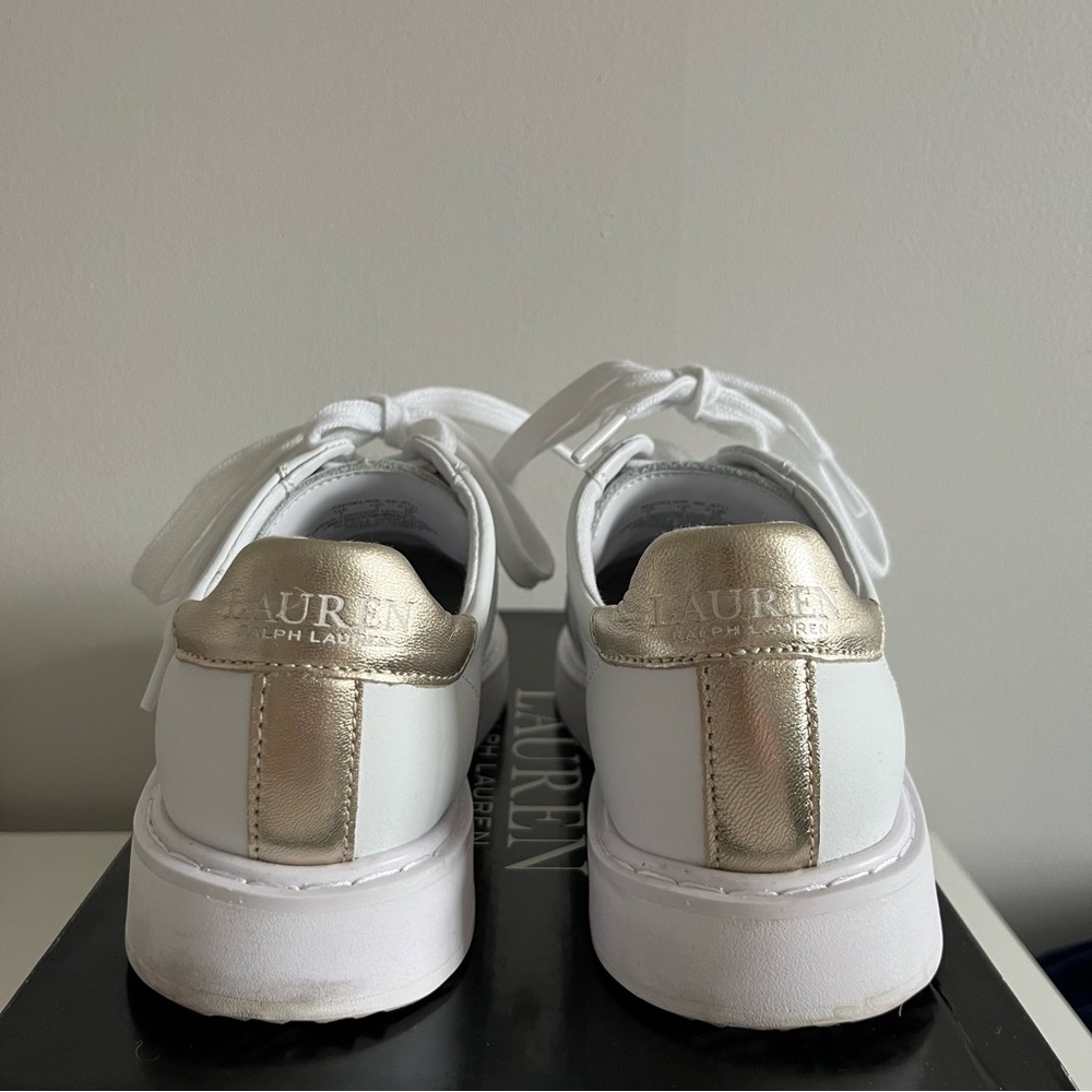 Lauren Ralph Lauren White and Gold Sneakers - Picture 4 of 7